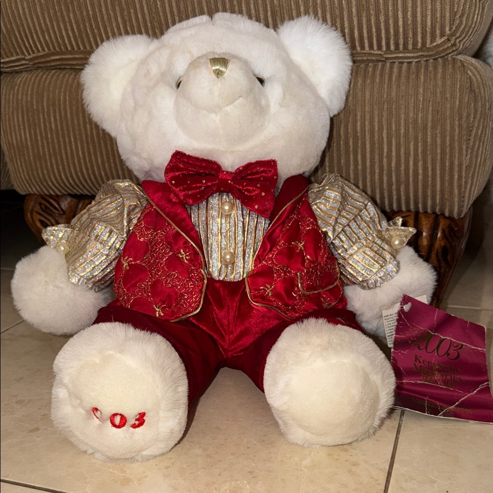 Elegant Red and Gold Kids Costume Bear